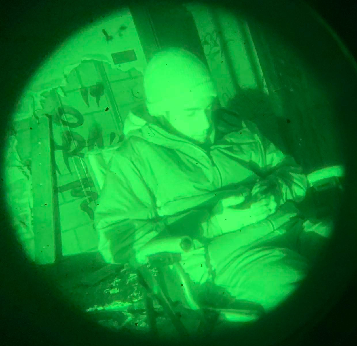 A night vision photo of me at the abandoned George Air Force Base